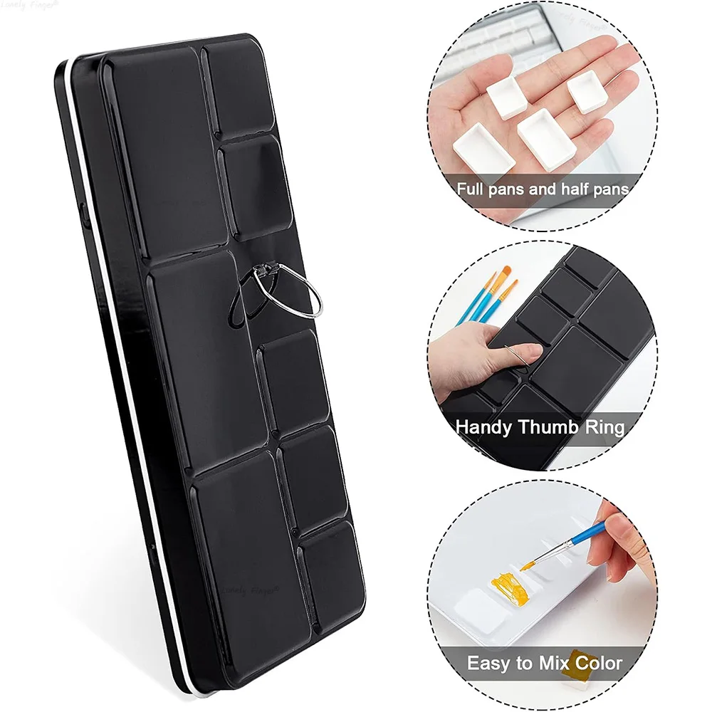 엘 ? Onely Finger 빈 수채화 통 팔레트 페인트 케이스(하프 팬 26개 및 풀 팬 14개 포함)