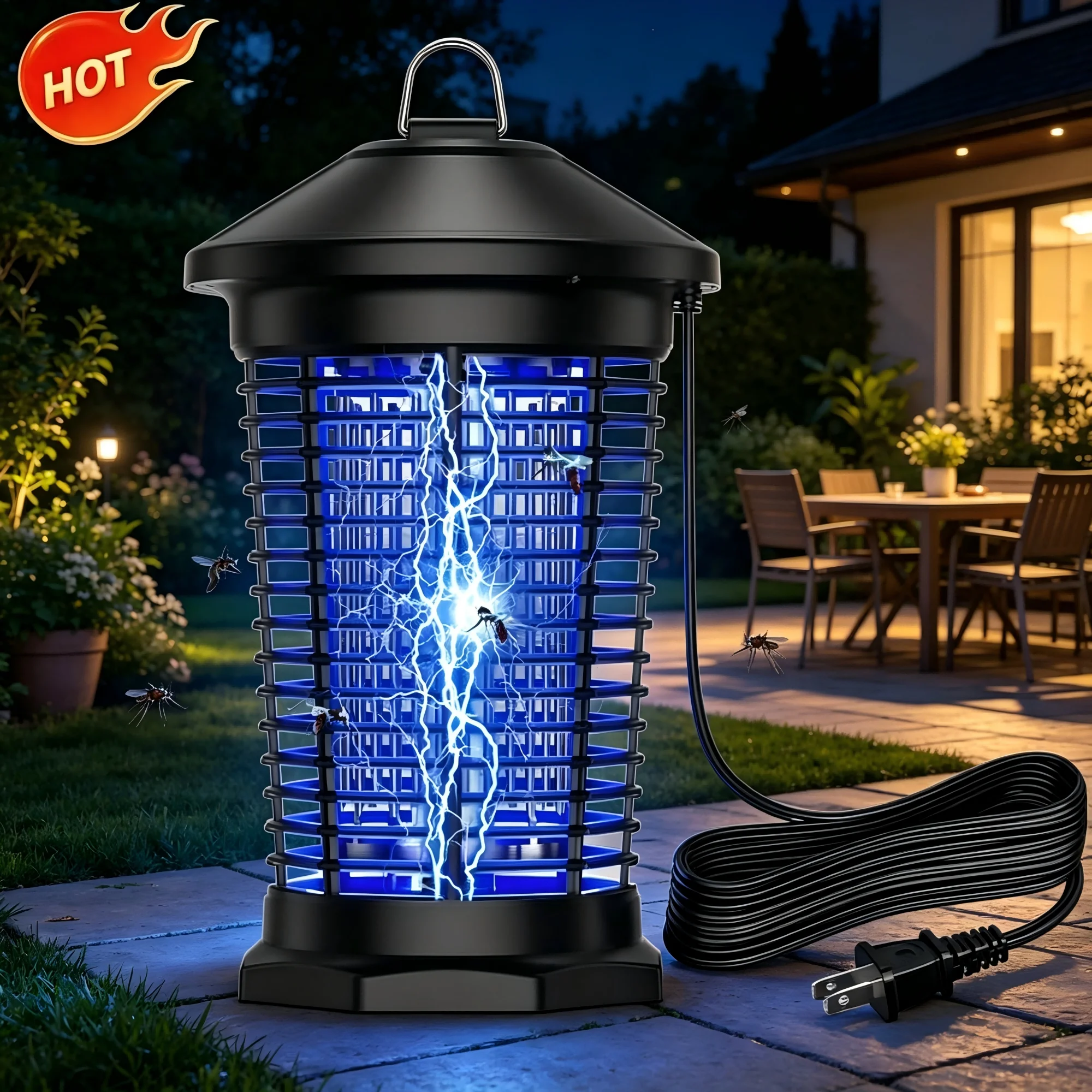 Outdoor Bug Zapper 4000V Indoor Electronic Mosquito Killer Lantern Waterproof Fly Trap Insect Killer_voghion.com