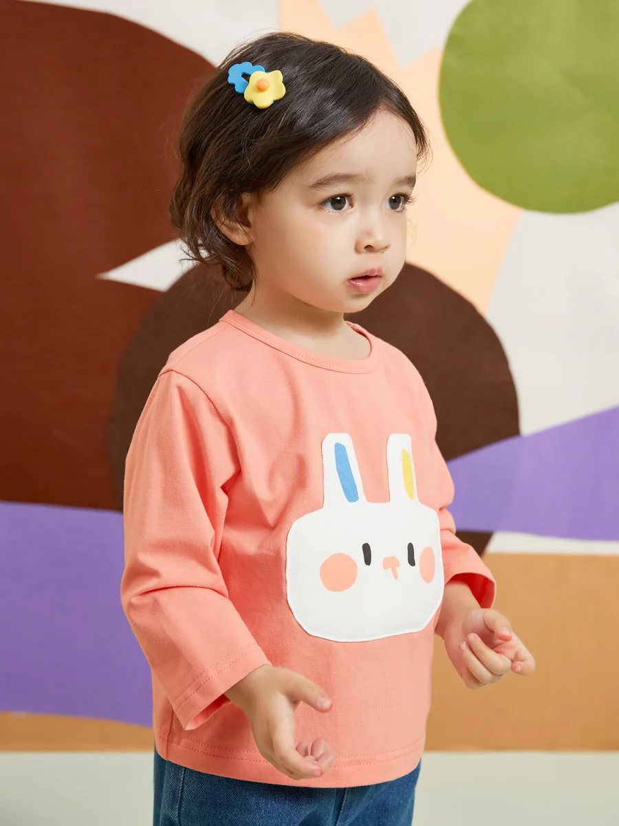 Baby T-shirts Amila T-shirt for a Boy And Girl Autumn New Round Neck Small Drop Shoulder Baby Clothes Warm And Breathable Baby's Tops