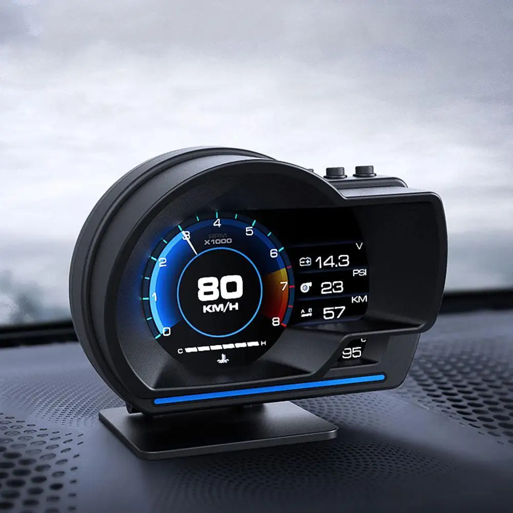 OBD2 Car Head Up Display Smart Water&Oil Temp Turbo RPM Gauge