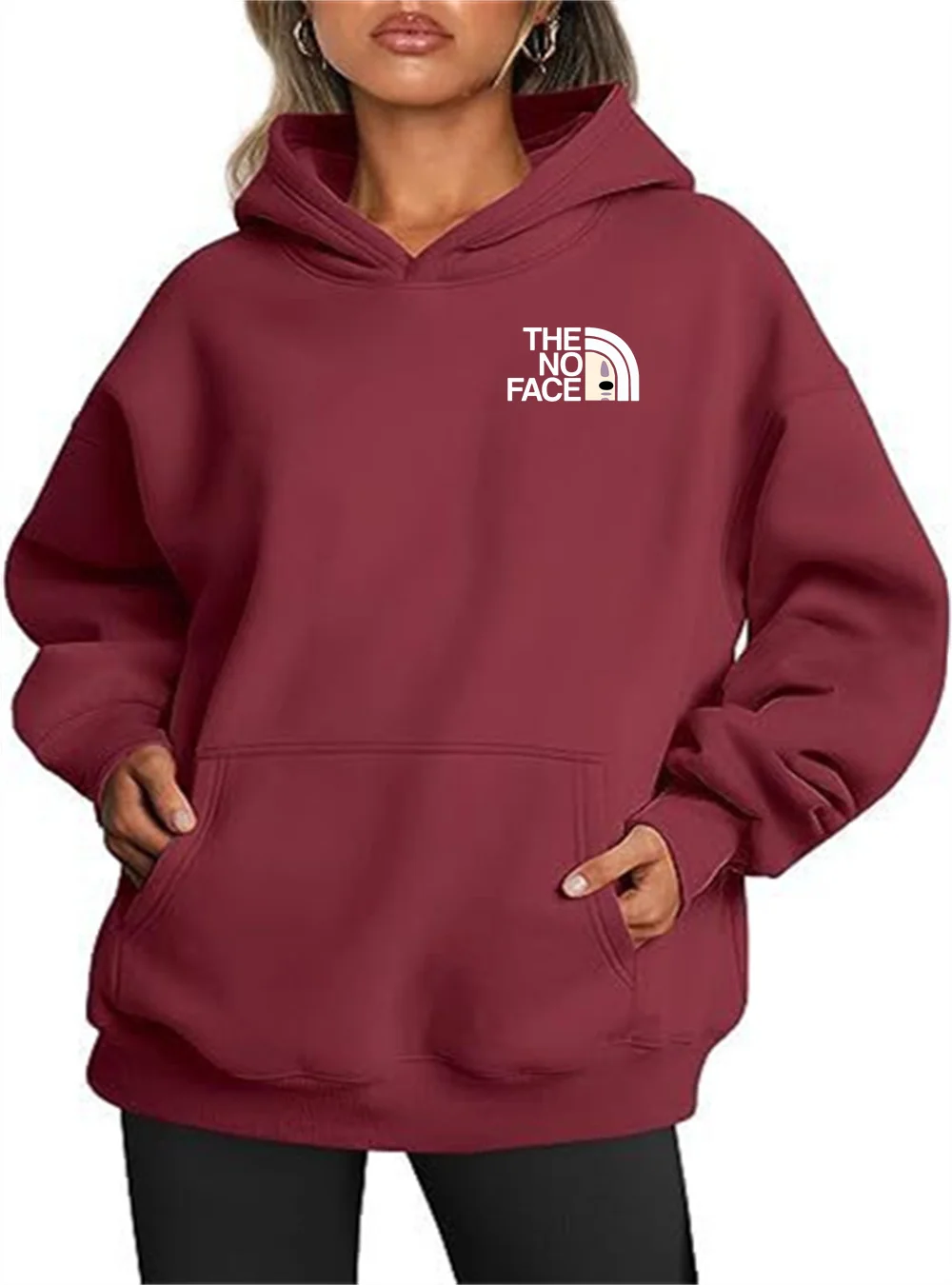 Безликий мужской сфере капюшона Осень/Зимняя женщина -пуловер.