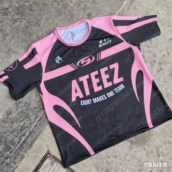 ATEEZ Sports Jersey Korean Kpop Combination Round Neck Fashionable Street Wear Short Sleeved Summer Women'S T-Shirt Y2K Top 1