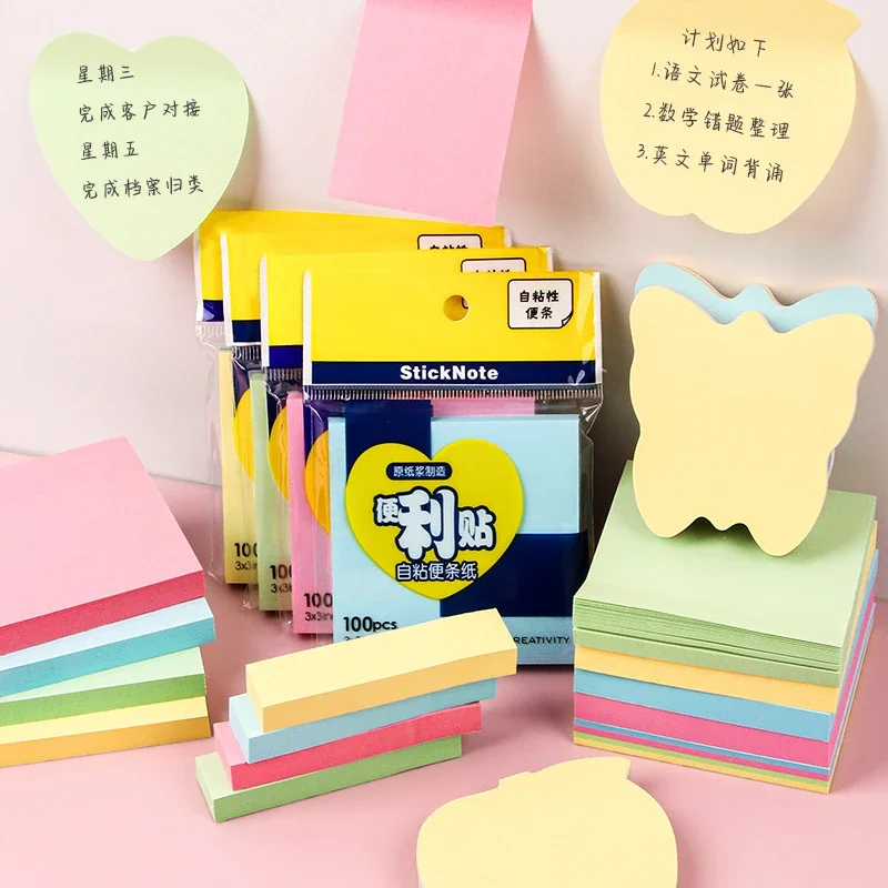 100 Sheets Color Post-it Notes Sticky Notes Pads Posits Stickers Posted It Memo Notepad School Office Student Message Stickers 4