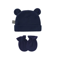 Newborn Birth Set Baby Hat+Gloves Soft Baby Nightcap With Ears Spring Summer Hat Gloves Kit Prevent Scratching Skin Infant Stuff 6