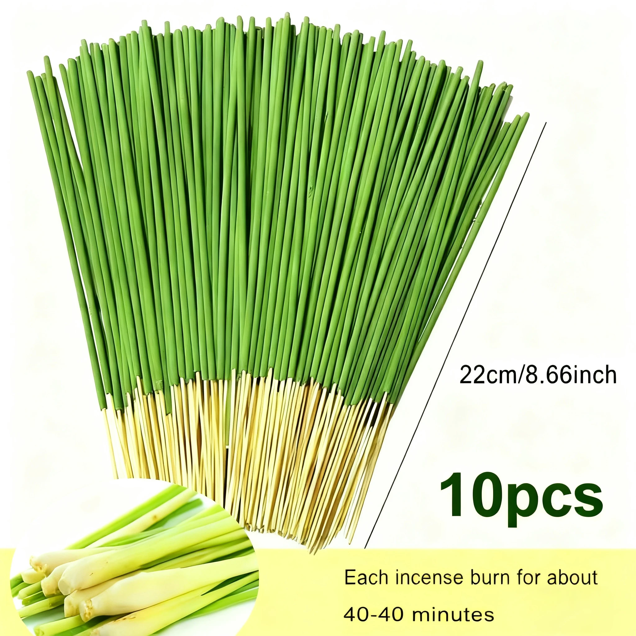 Bâtonnets d'encens à citronnelle étendus, 22cm/8.66 pouces, saveur d'huile de citronnelle, adaptés à la maison, au bureau, au Patio de Camping en plein air