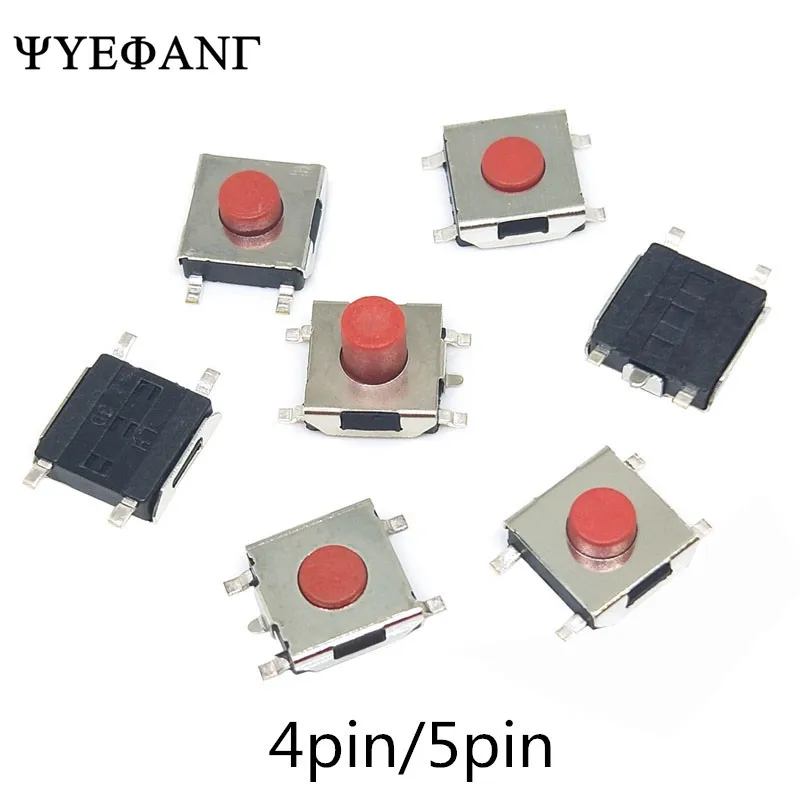 20PCS/LOT 6*6*2.5 / 3.1 / 3.7 / 4.3 mm SMD Switch 4 / 5 Pin feet Touch Micro Switch Push Button Switches Red 6X6 Tact Switch