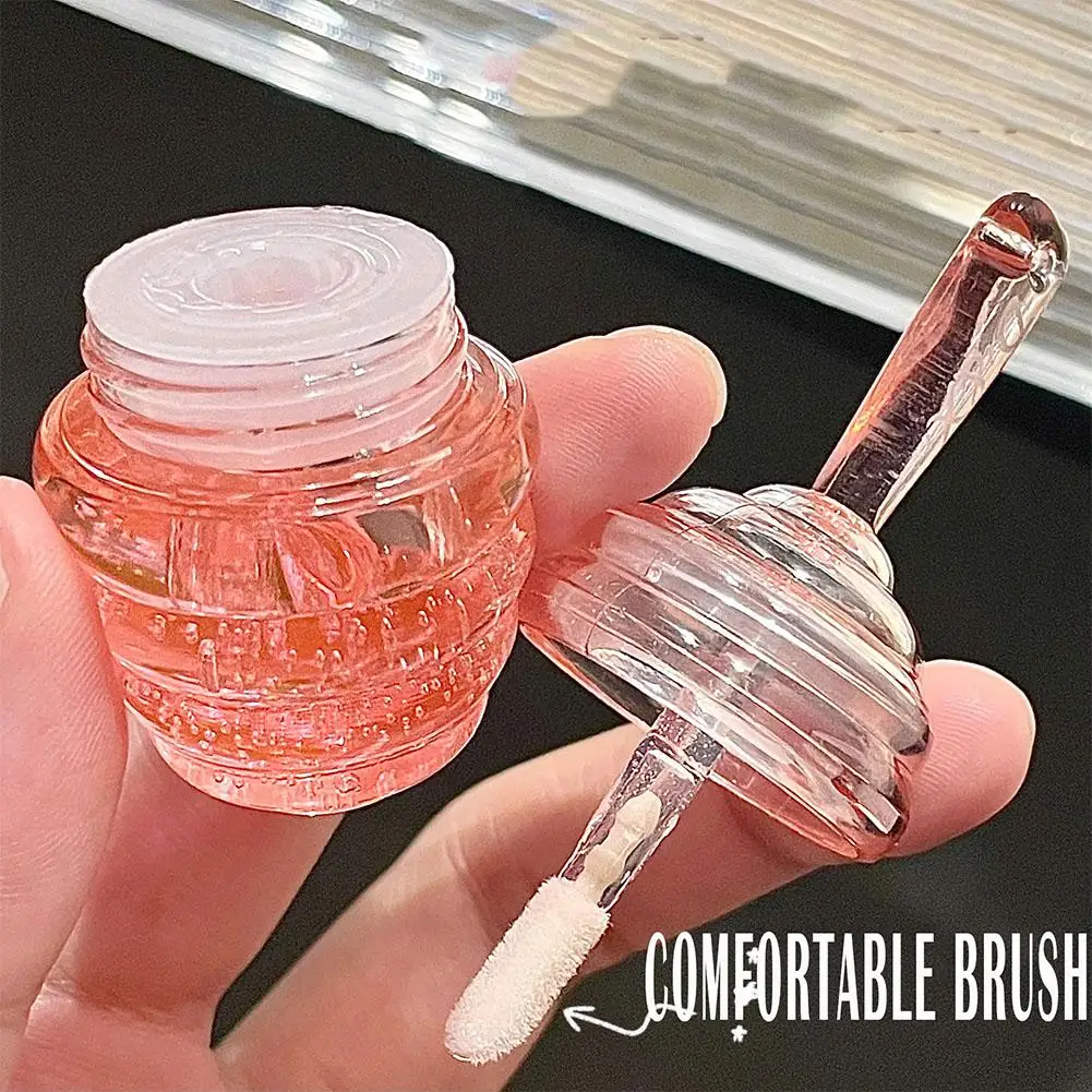 Transparent Honey Pot Lip Mask Moisturizes, Lightens Lip Lines, Sleep Mask, Care,Clear Oil Liquid Lipstick