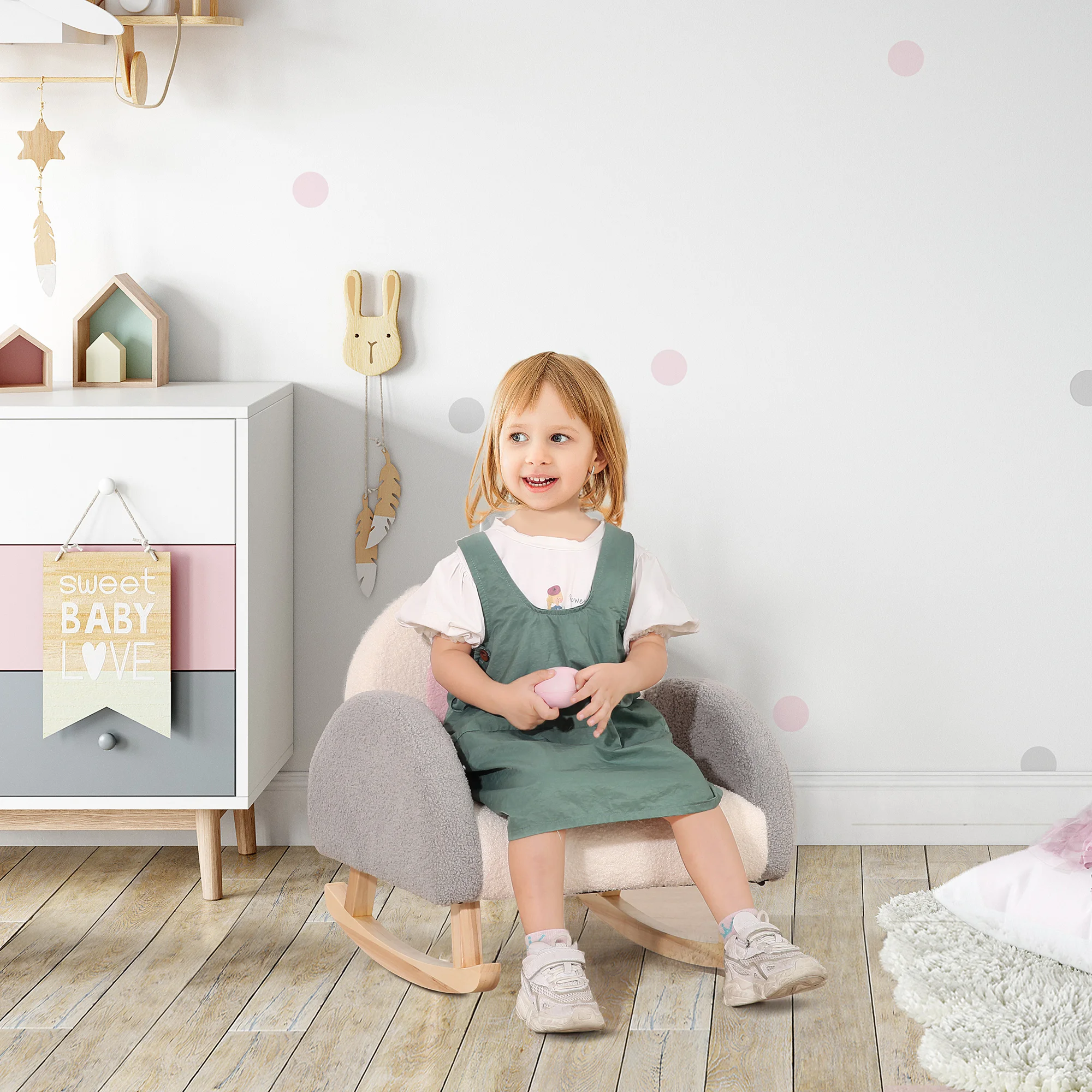 Rocking Toddle Sofa Chair for Nursery Kindergarten Playroom Bedroom - Gray 2