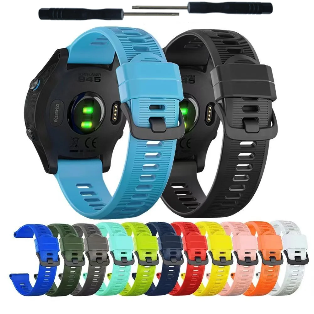 Cinturino In Silicone 22mm Per Garmin Fenix 5/6, Forerunner 935/945, Quick-Fit, Morbido E Traspirante, Nero