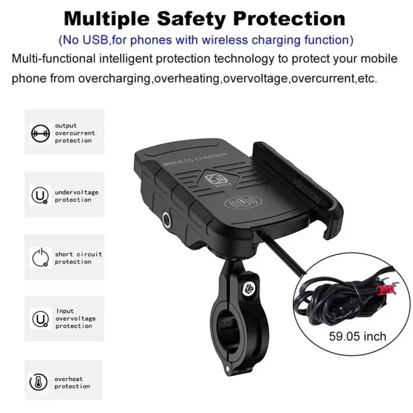 Motorcycle Phone Holder Quick USB Charger Fast Wireless Charging Moto Motorbike Mirror Stand Cellphone Handlebar Mount Support