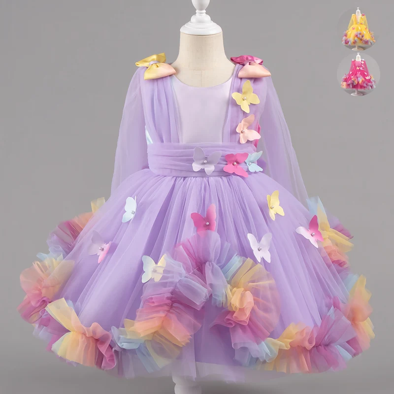 Robe de princesse en dentelle pour filles de 1 à 9 ans, tenue de soirée sans manches, à la mode, pour enfants de 1 à 9 ans