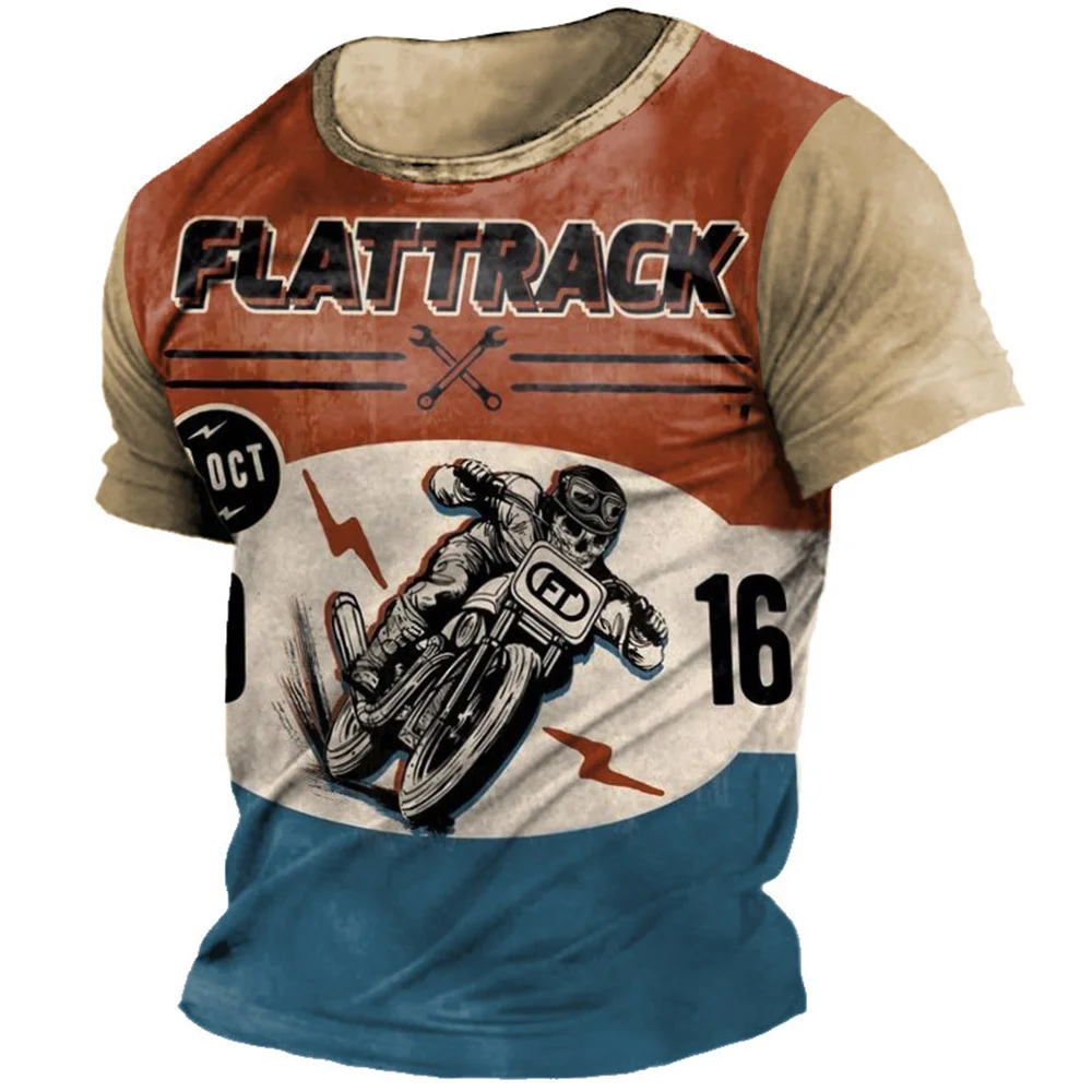 

Vintage Motorcycle T Shirts For Men 3D Racing Print Loose Short Sleeve Tops Funny Streetwear Leisure O-neck Bike Sports T-Shirts