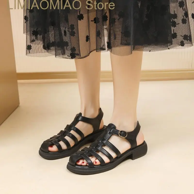 

New Sandals Women Flower Print Gladiator Lady Summer Strap Casual Shoes for Female Handmade