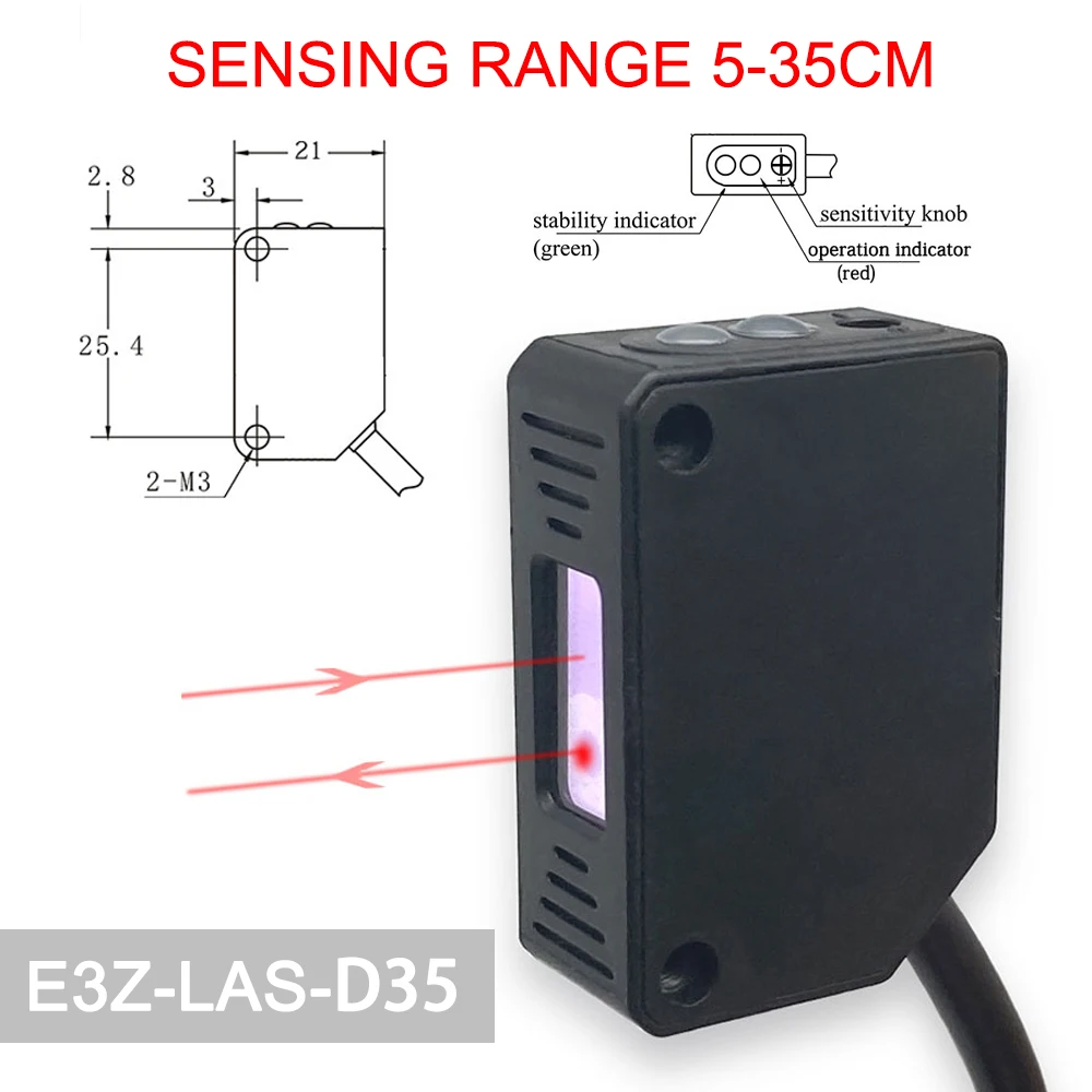 M12 Laser Diffuse Reflection Photoelectric Switch Visible Light Sensor Infrared Sensing Switch 15cm I.813540854 - View #9
