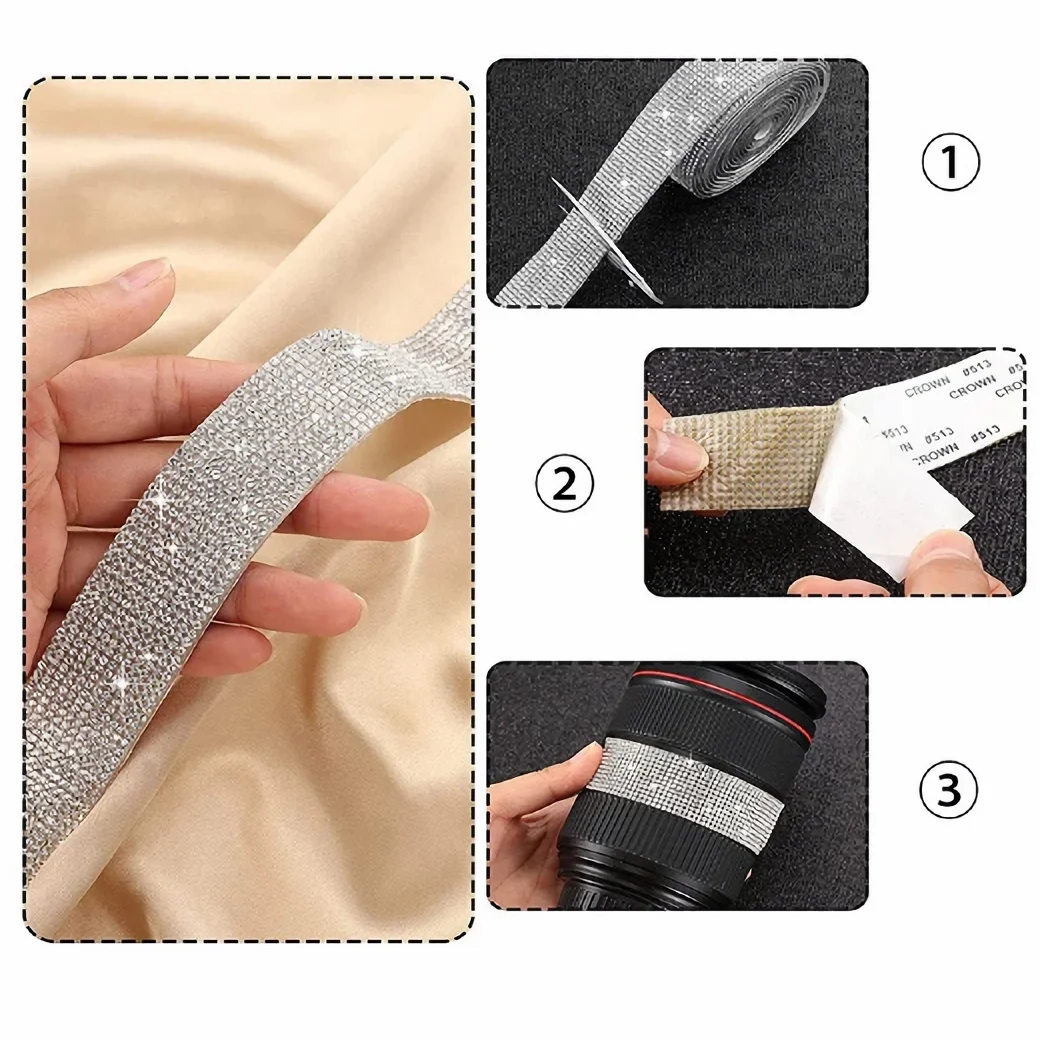 Rhinestone Ribbons Self Adhesive Diamond Ribbon Crystal Roll Glitter Bling for DIY Art Crafts rhinestone ribbons