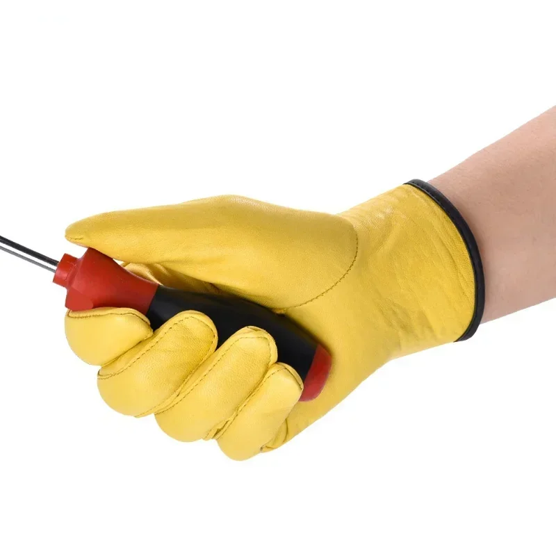 Motorcycle Gloves Safety Work Gloves Sheepskin Retro Motorcycle Riding Car Repair Work Garden Gardening Roses Handling Welding