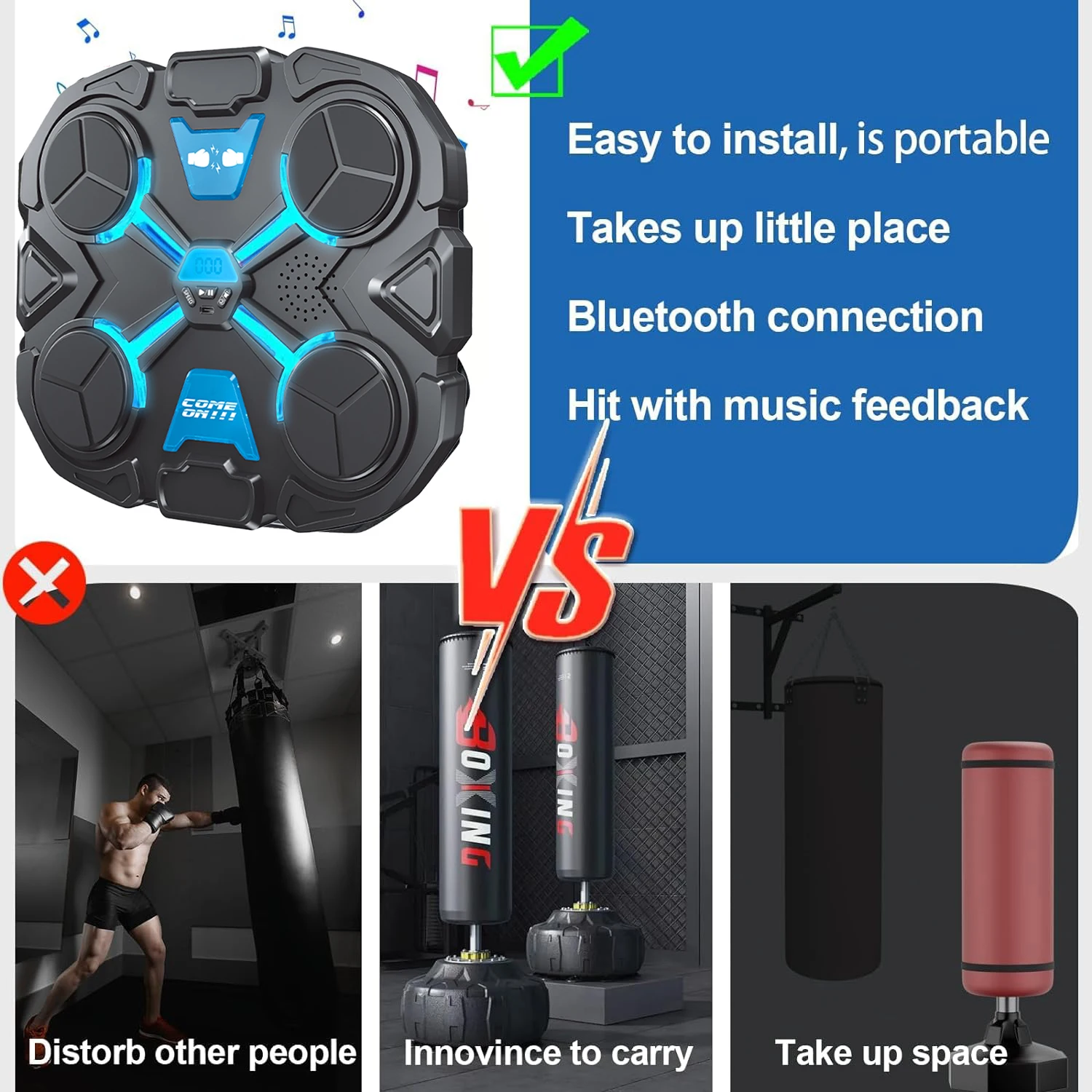 New Music Boxing Machine Smart Bluetooth Wall Mounted Music Boxing Trainer Gym Home Electronic Target Punching Equipment