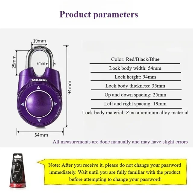 Master Lock 1500ID Portable Padlock Escape Room Gym School Club Cabinet Lock Combination Code Directional Keyless Door Lock 3