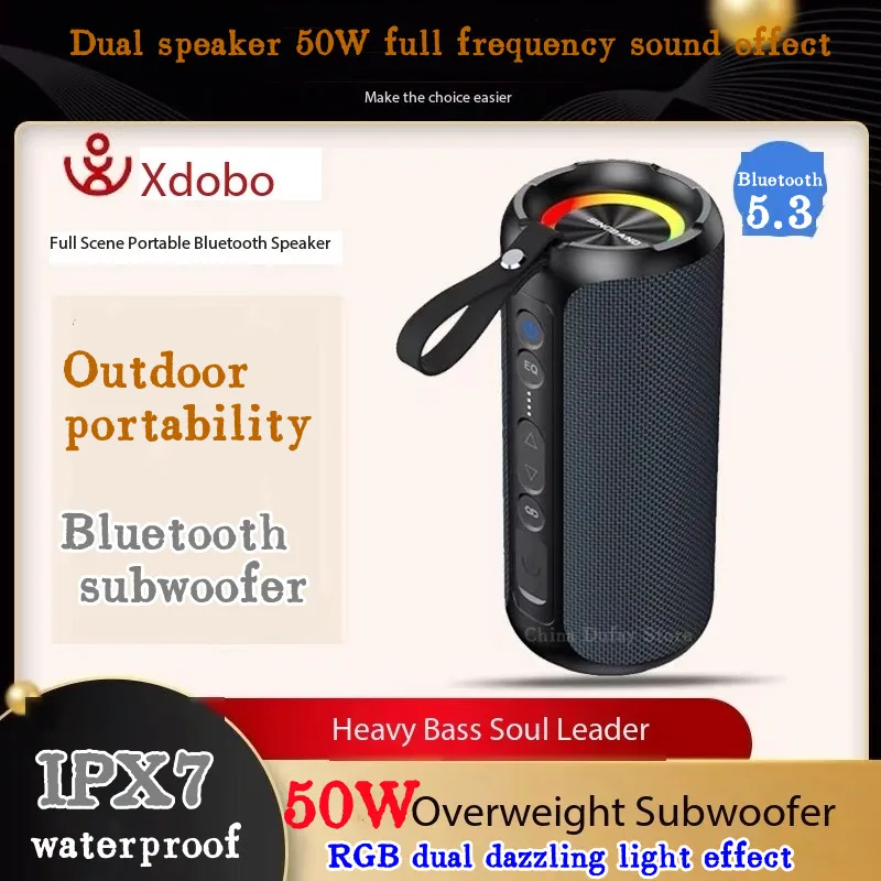 

Портативная Водонепроницаемая Bluetooth-колонка, 50 Вт, IPX7, 5200 мАч