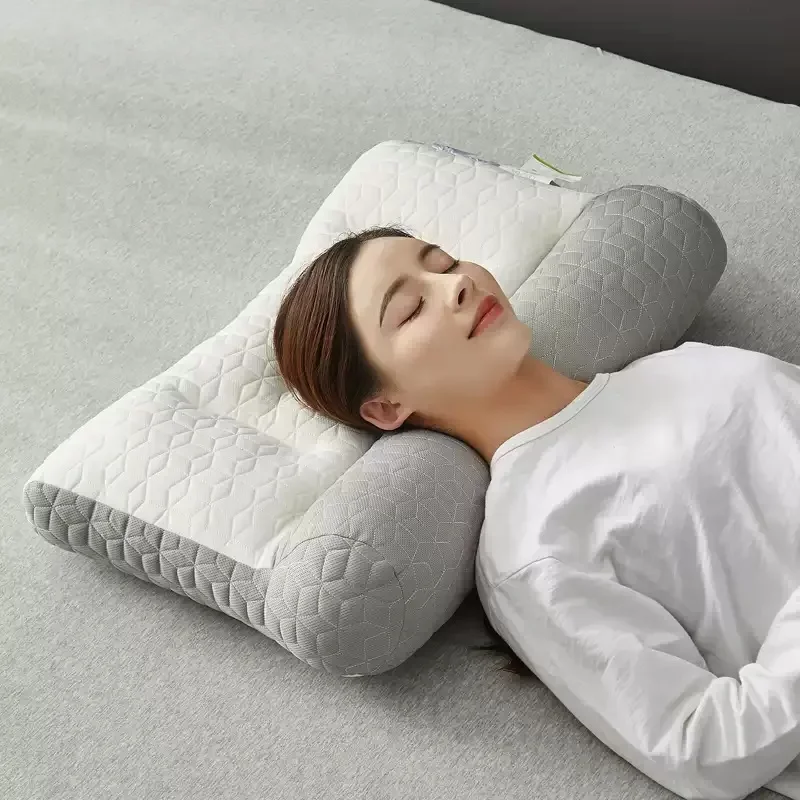 Japanese Orthopedic Reverse Bow Latex Traction Pillow Protects Cervical Neck and Helps Sleep with Rich and Noble Pillow Core Neck Pillow,Sleep Pillow