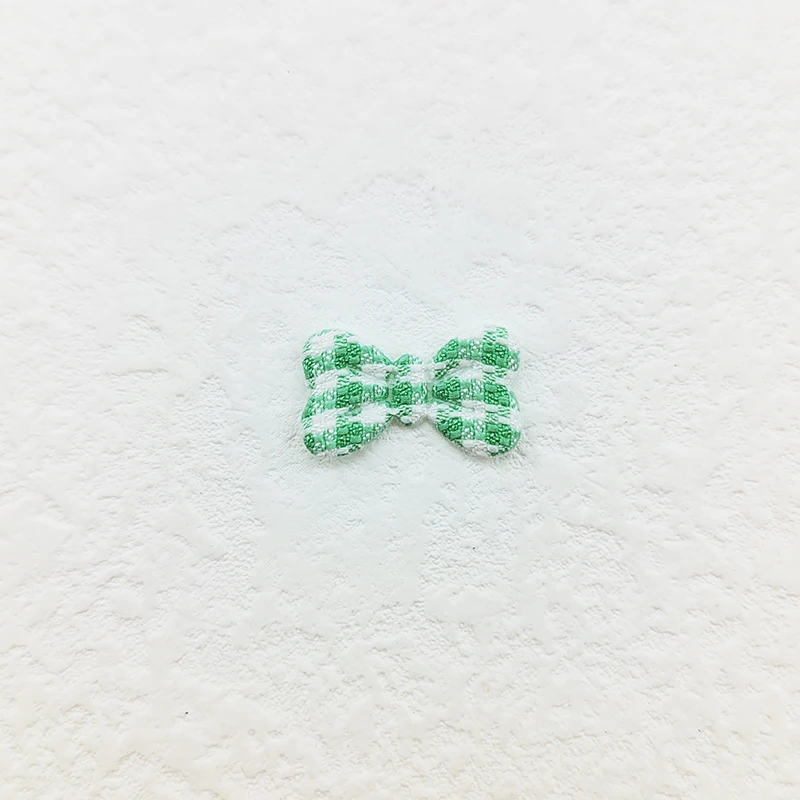 100Pcs 2X 1,2 CM Gingham Bowknot Applique Padded Patches Für Kleidung Hut Handwerk Nähen Liefert DIY Headwear Haar Clips bogen Decor – Detail 2
