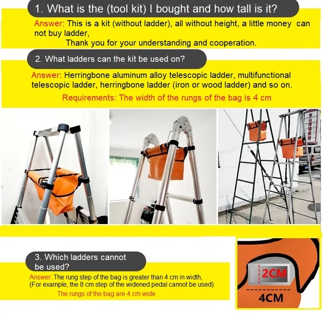 FUTUREORYY Leiter-Werkzeugtasche - Robuster Organizer Für Werkzeug & Zubehör (41cm Orange)