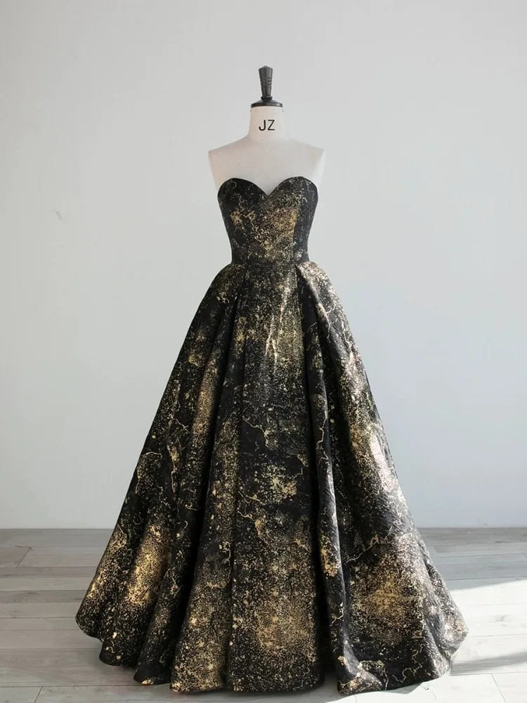 

Harajpee Black Printed Evening Dress 2024 New Niche Light Luxury Socialite Banquet Dresses Art Exam Host 18 Year Gift Vestido