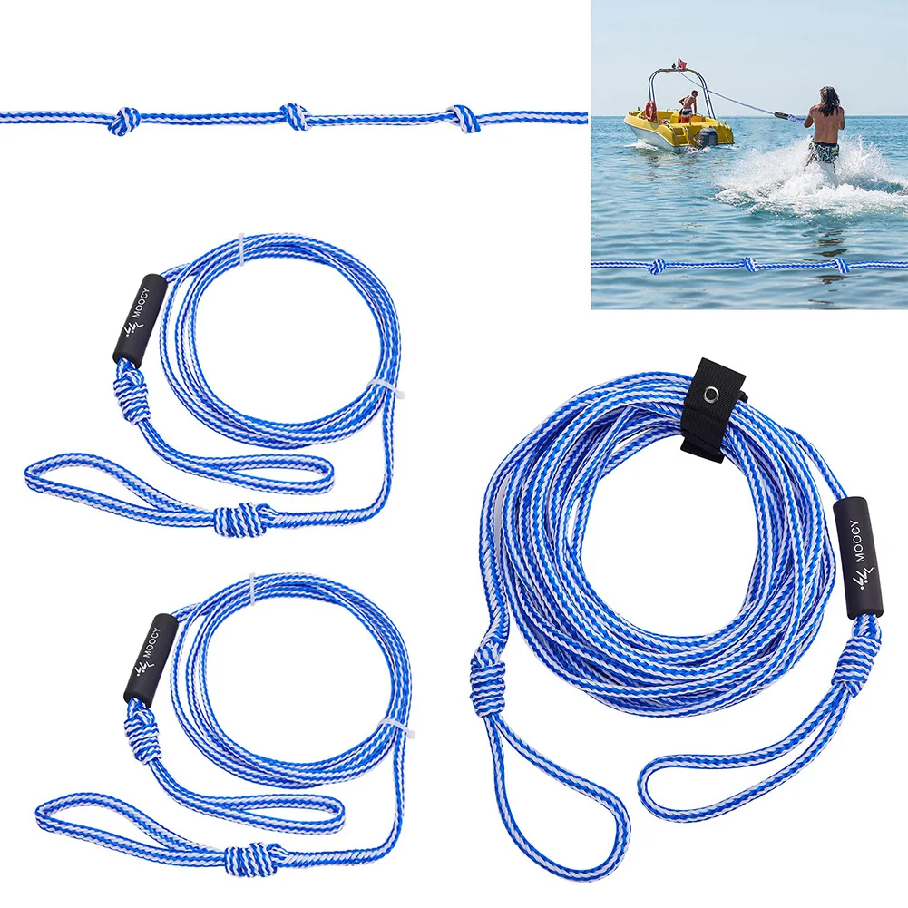 Adjustable Boat Tow Rope 60 Feet Portable UV Resistant Water Ski Rope with Keeper for Water Sports Activities