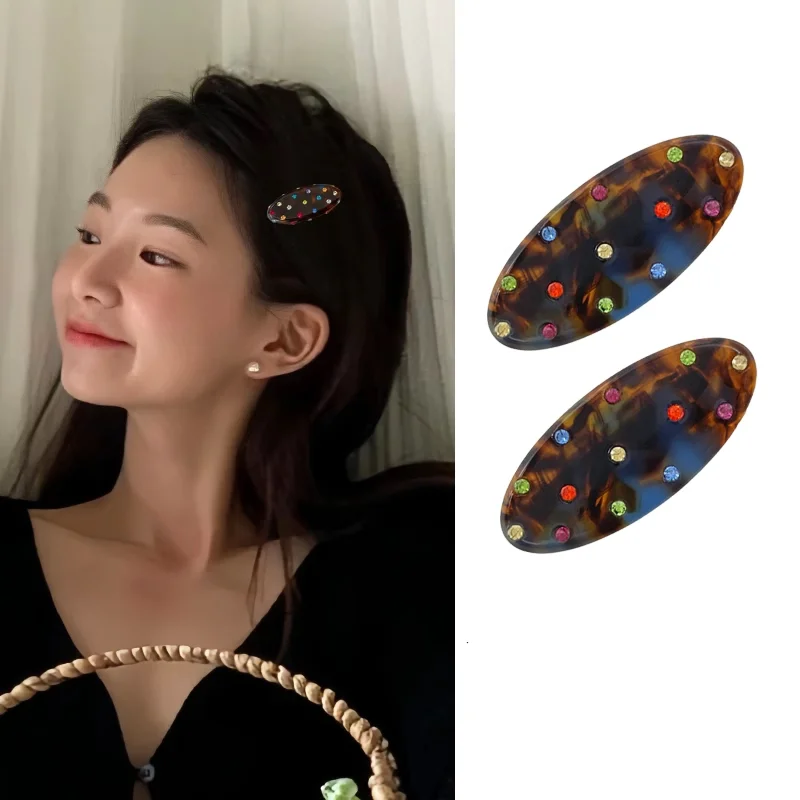 2 teile/satz Acetat Haar Clips Bunte Kristall Strass Barrettes Seite Pins Süße Elegante Kleine Größe Haarnadel Frauen Haar Zugriffs