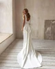 Satin Elegant Wedding Dresses Sexy Mermaid For Formal Party Deep V-Neck Backless Simple Robes Vestidos De Novia Customized 2025 2