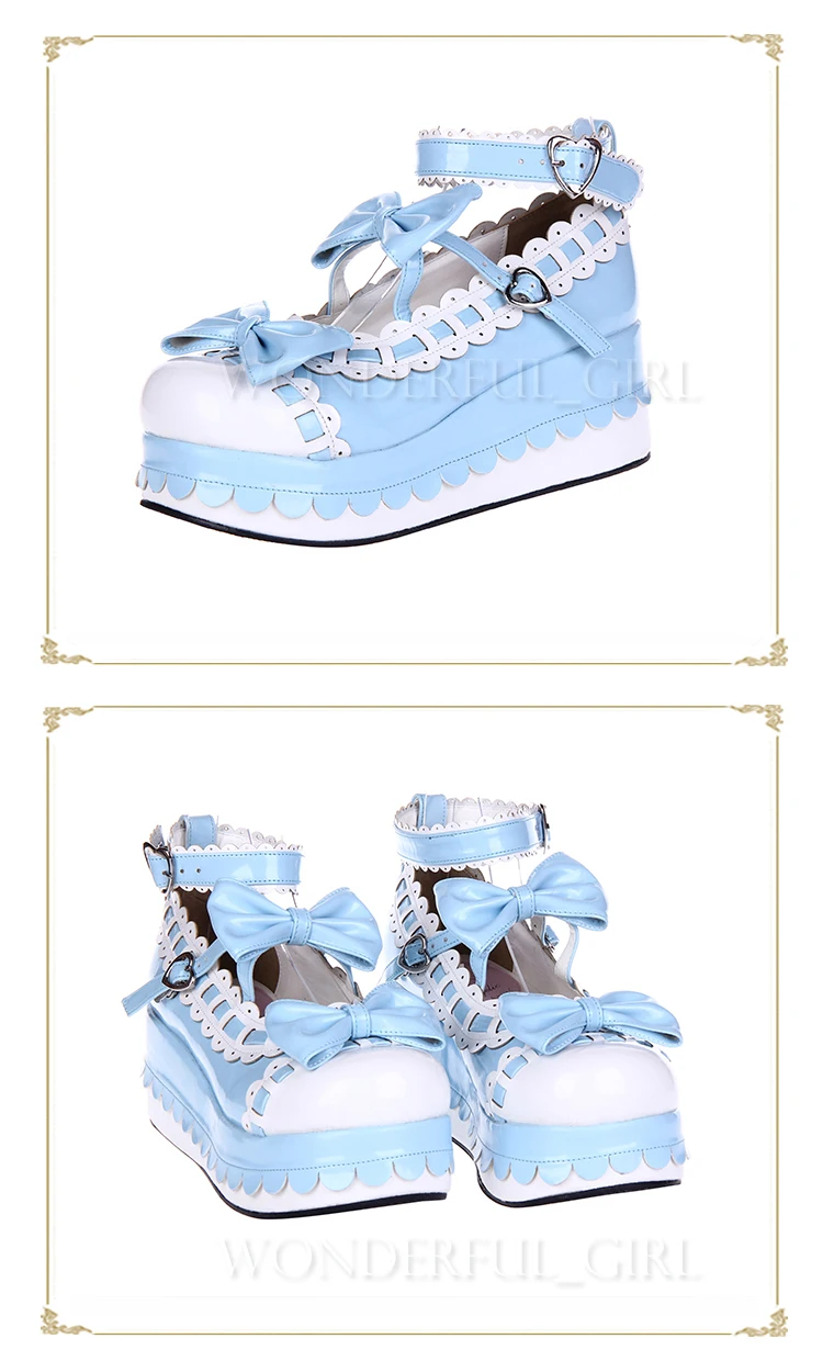 Neue japanische Lolita Plateauschuhe Prinzessin Cosplay Schuhe mit Schleife Größe 35-47 17