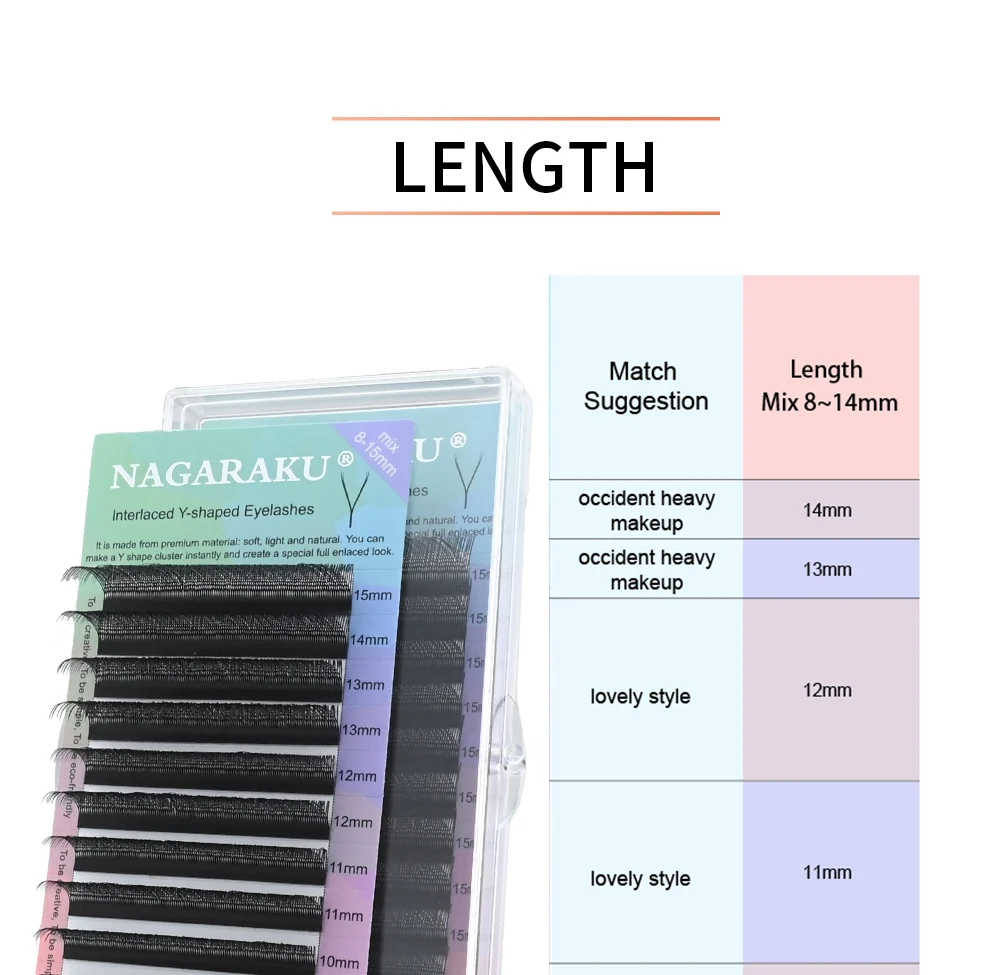 NAGARAKU 10 Cases YY Shape Hand Woven Premium Mink Soft Light Natural Eyelashes Extension Makeup Mesh Net Cross False Eyelash