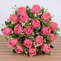 Elegant Silk Rose Bouquet - 18 Bloom Arrangement (Rose red)