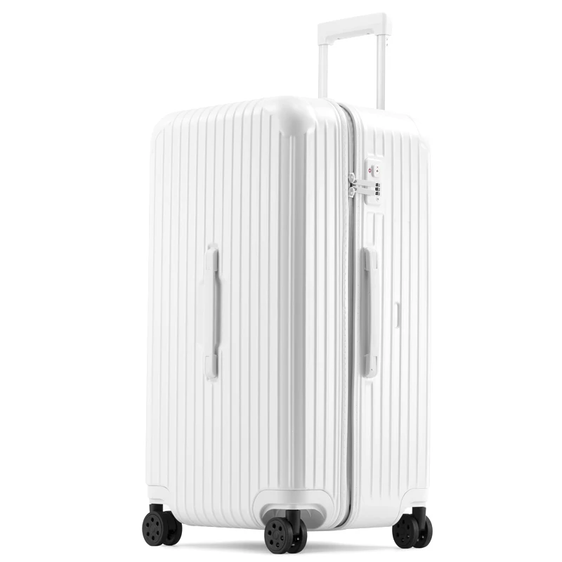 

2023 MOJY Factory Direct Sales White Aluminium Designer Carry Women Travel Luggage On Wheels Promotion Private Customization