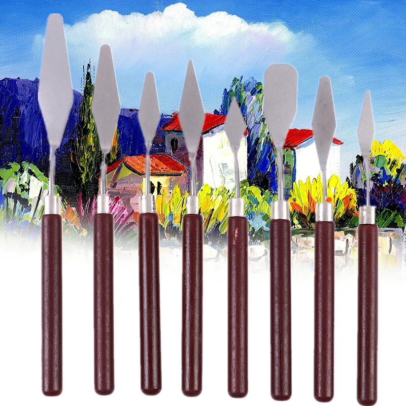 

8 шт./набор, ножи из нержавеющей стали для рисования маслом