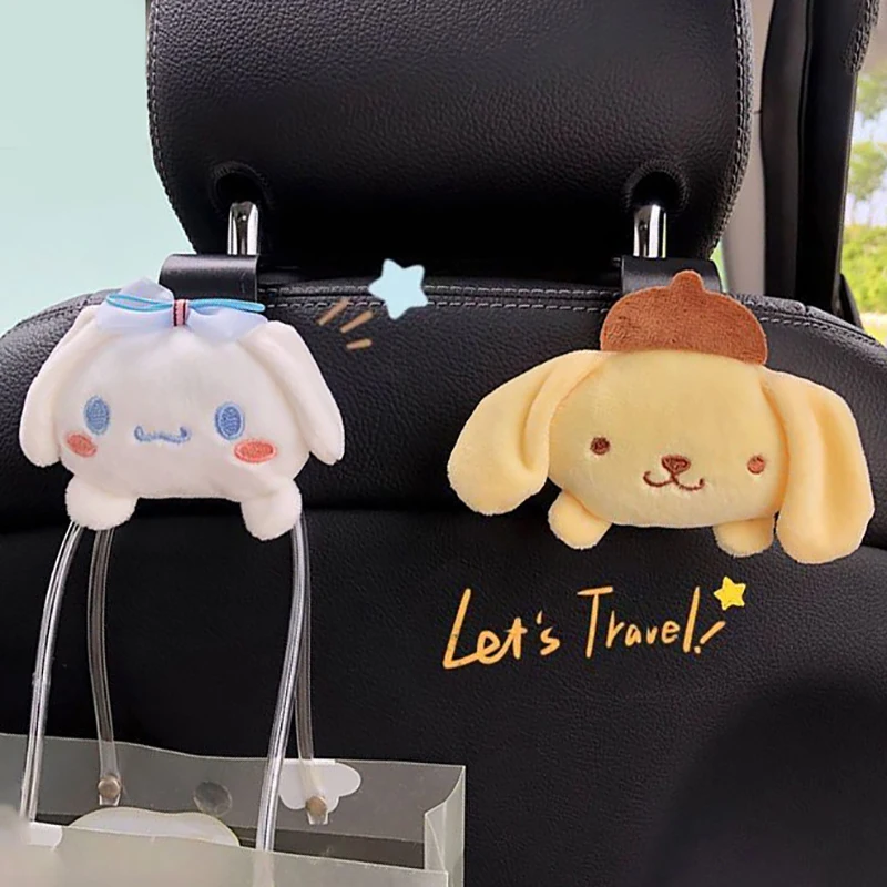 

New Sanrio My Melody Kuromi Cinnamoroll Onpompurin Kawaii Cars Hook Multifunctional Small Doll Car Hooks Interior Accessories