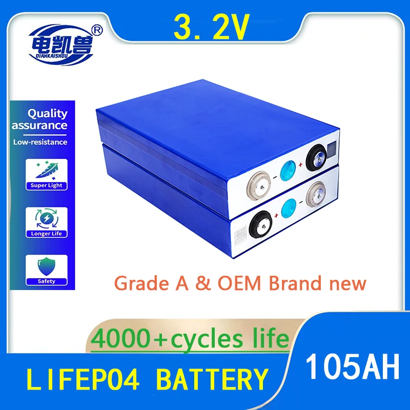 

Grade A 4000cycle 3.2V 105Ah Brand-new life lifepo4 battery 12V 24V 48V Electric RV Golf car outdoor solar energy Rechargeable