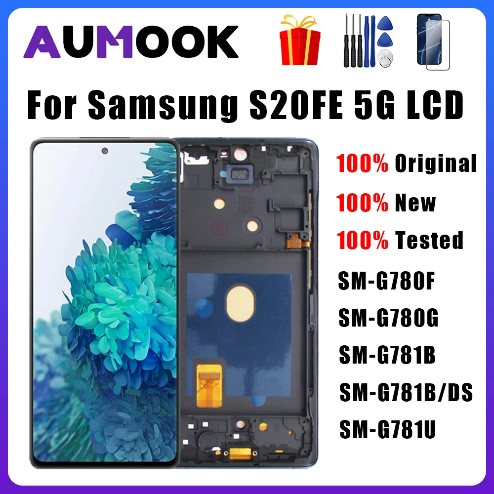 

Original AMOLED For Samsung S20FE 5G LCD Display Touch Screen With Frame Digitizer Assembly For SM S20 FE SM-G781B SM-G7810 LCD