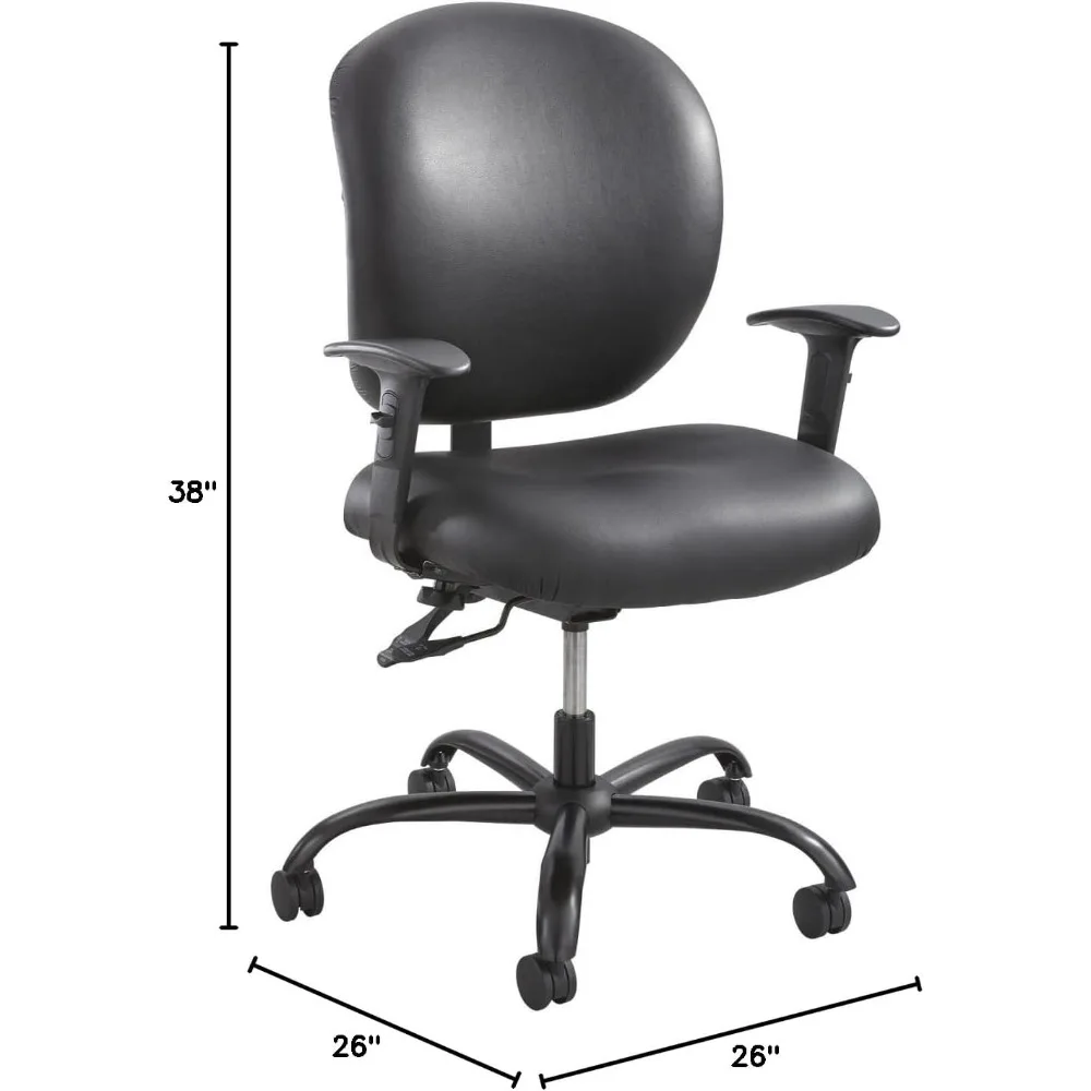 24/7 Task Chair, Black Vinyl 500 lbs. and 24/7 use Supportive cushioning in the seat and back Reinforced mechanism back tilt