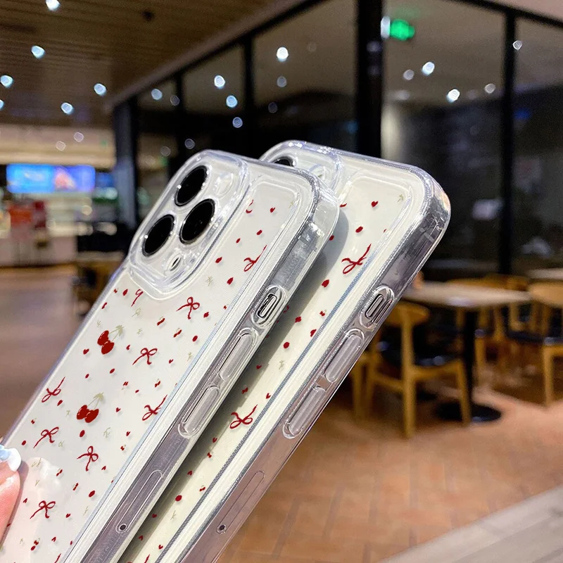 Adorable Cherry-Themed Soft Phone Case Cover