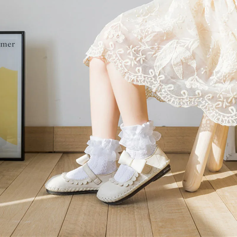 3/6 Pairs Girls Lace Ruffle Socks Cotton Breathable Comfy Adorable Princess-Style Kids Dance-Ready Socks with Frilly Trim 2