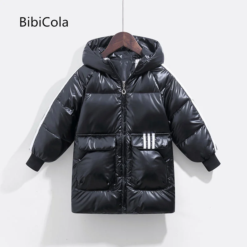 New children's down jacket mid-length boys and girls wash-free thickened hooded autumn and winter coat 3-7 years old cotton coat