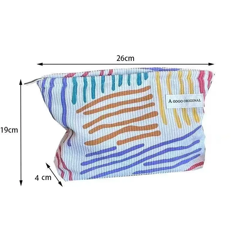 1/2pcs, 코듀로이 여성 화장품 가방 대용량 메이크업 보관 가방 여행 휴대용 주최자 지퍼 워시 가방