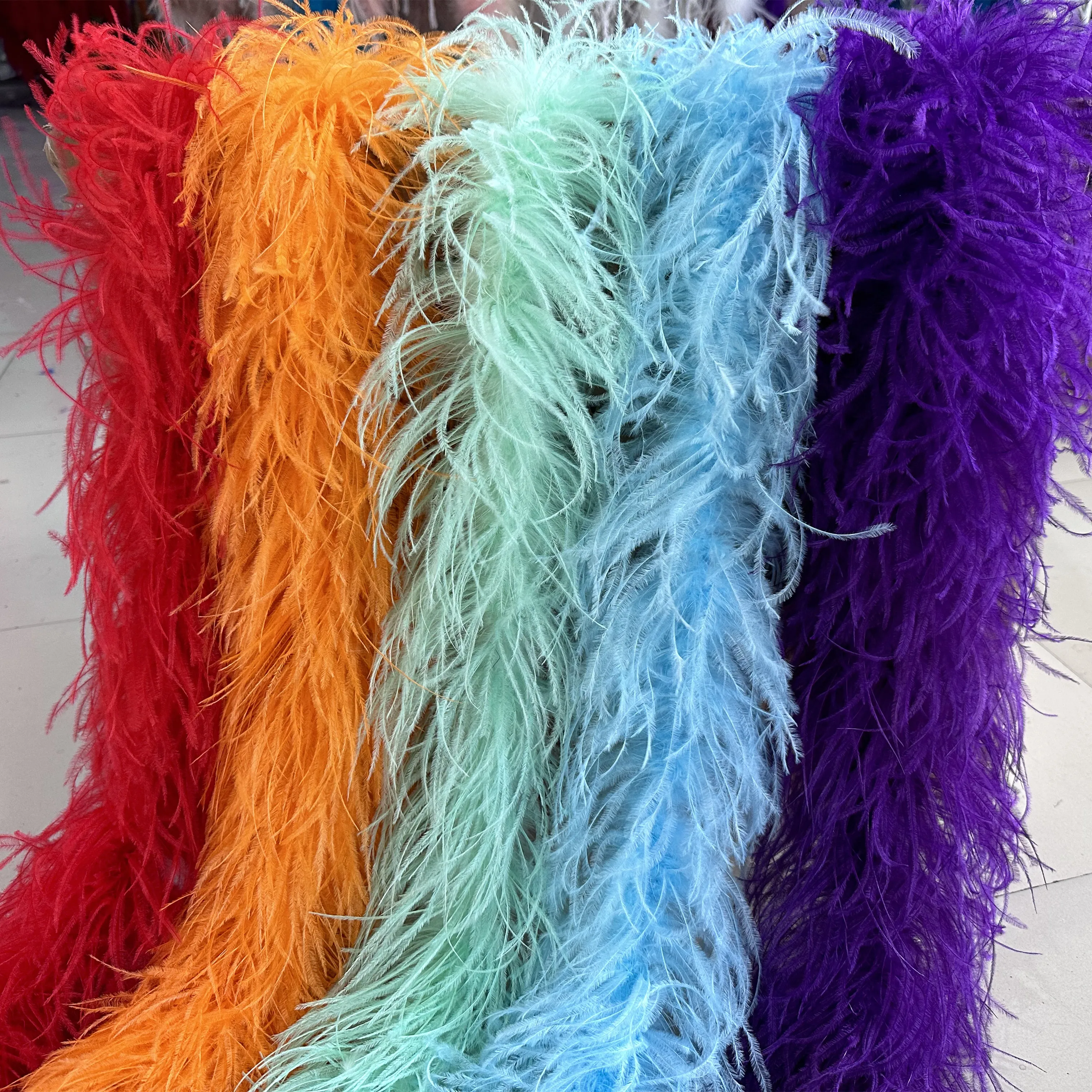 2MSoftColorfulOstrichFeathersBoasRealOstrichPlumesShawlScarfforCraftsWeddingDress