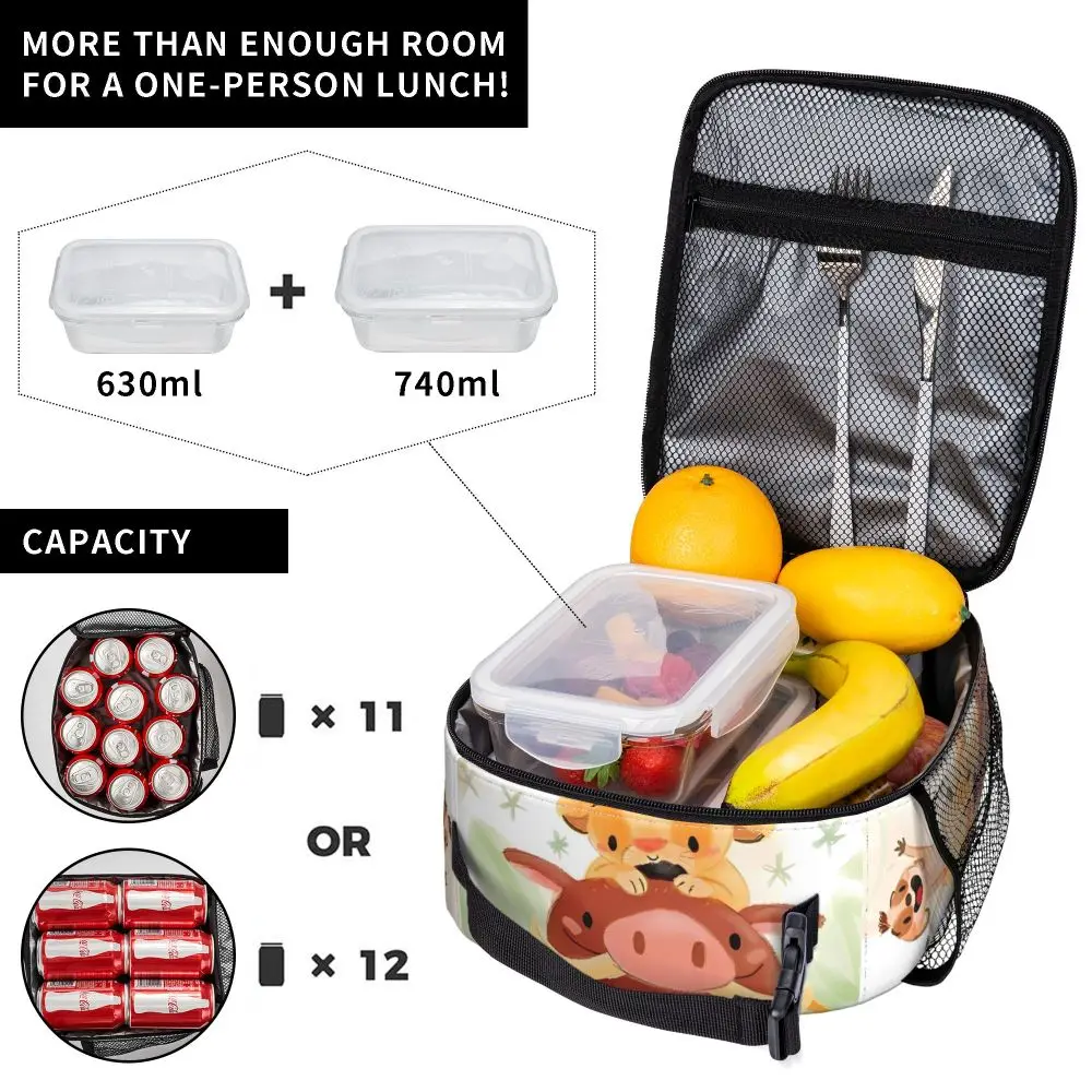 Lunchtasche mit Löwenkönig-Motiv für Kinder, Grafikdesign, Lunchbox, Freizeit, Reisen, Kühltasche, tragbare Oxford-Thermo-Tragetasche – Detail 22