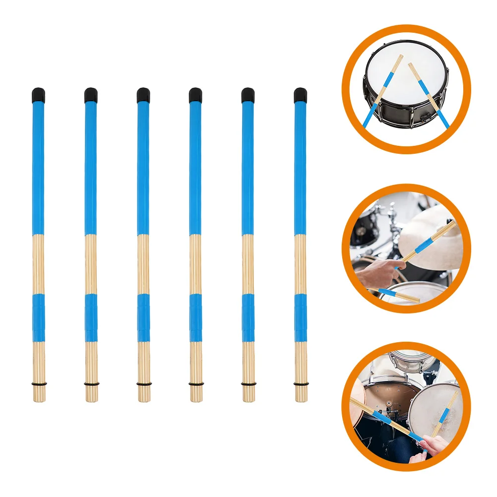 

3 Pairs Professional Wooden Drum Brush Set Bundle Stick for Students Percussion Instrument Drumstick Drumset Beginner