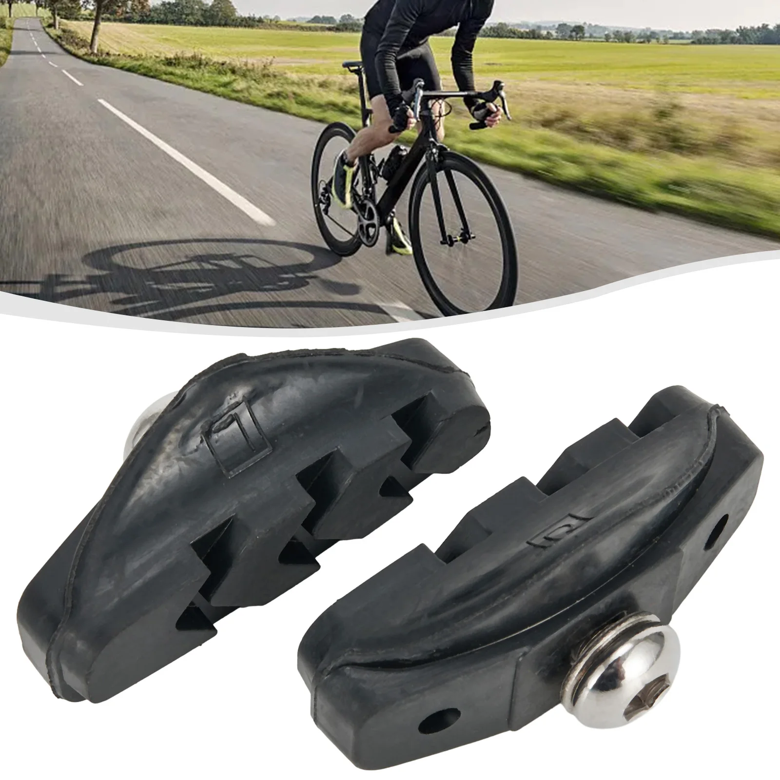 

Bike Bicycle C Brake Pads Parts Cycle Cycling Mountain Bike Road Silent Soft Rubber Bicycle C Brake Pad C Clip Brand New Durable