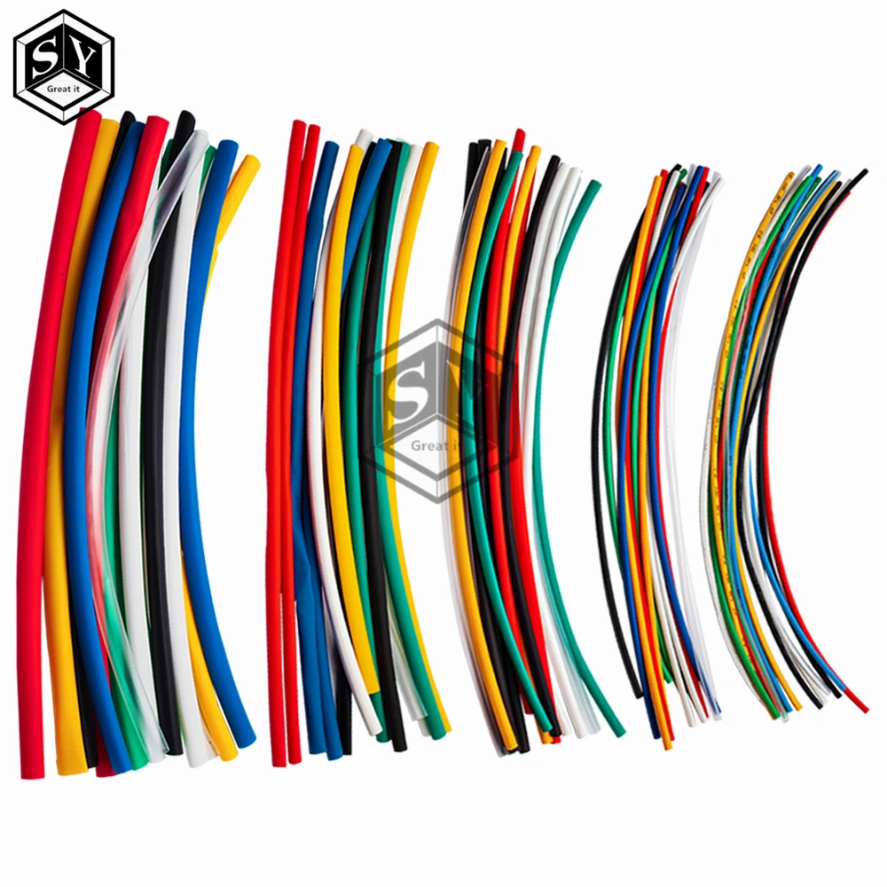 70pcs Flame Retardant Durable 7 Color Assorted Colors Ratio 2:1 Polyolefin Heat Shrink Tubing Tube Kits