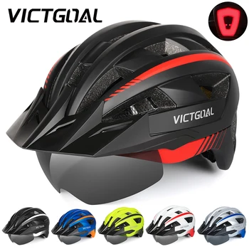 VICTGOAL MTB Road Bike Helmet for Men Women Visor Goggles LED Rear Light Mountain Bicycle Helmet Racing Safety Cycling Helmets 1