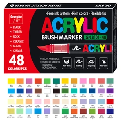 Vibrant 72-Color Acrylic Brush Pens for Creative Art Projects (48 colors)